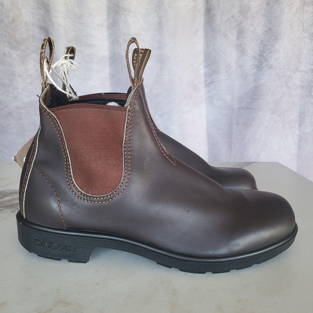 Oliver Chelsea Boots Mens Size 8 Brown Leather Pull On Workwear Slip Resistant